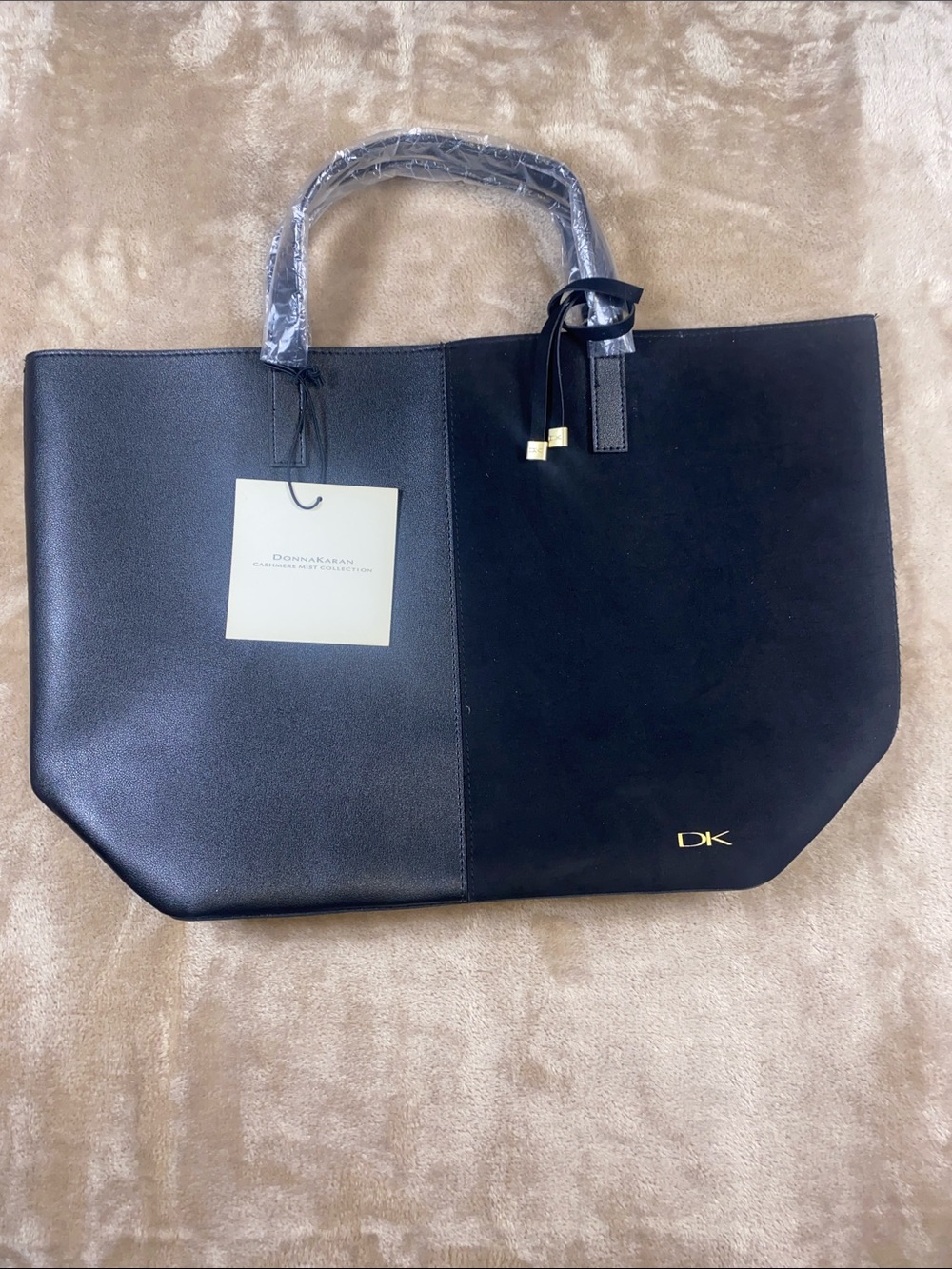 Donna Karan cashmere mist Black Two-Tone Tote